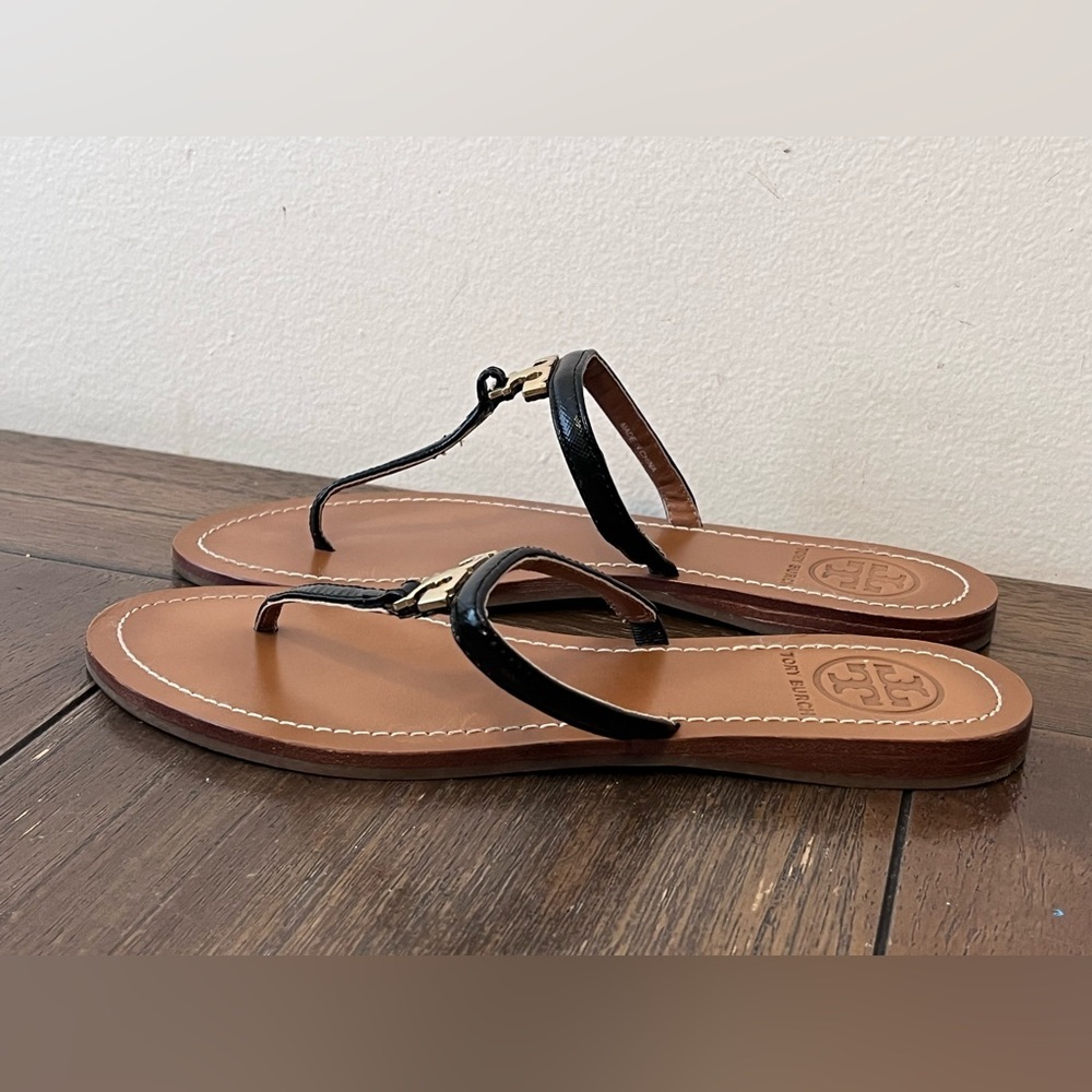 Tory Burch Sandals Black Patent Leather Womens size 6 - Picture 6 of 9